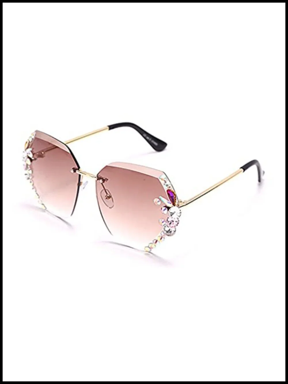 Square Crystal Sunglasses Rimless Rhinestone Party Shades